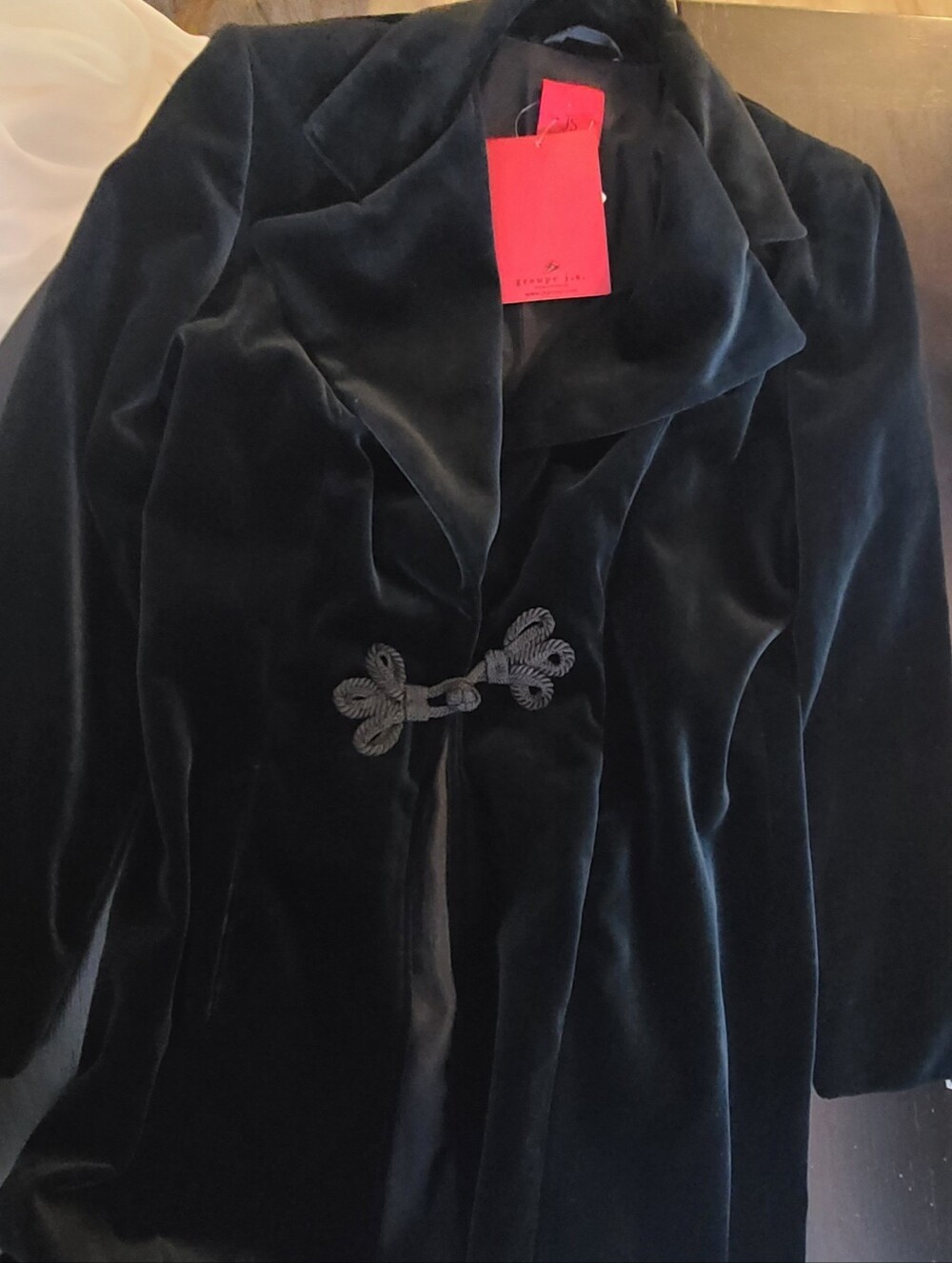 NWT JS Collections Vintage Black 100% Cotton Velvet Long Coat, Pinup Goth, Med - Picture 11 of 16